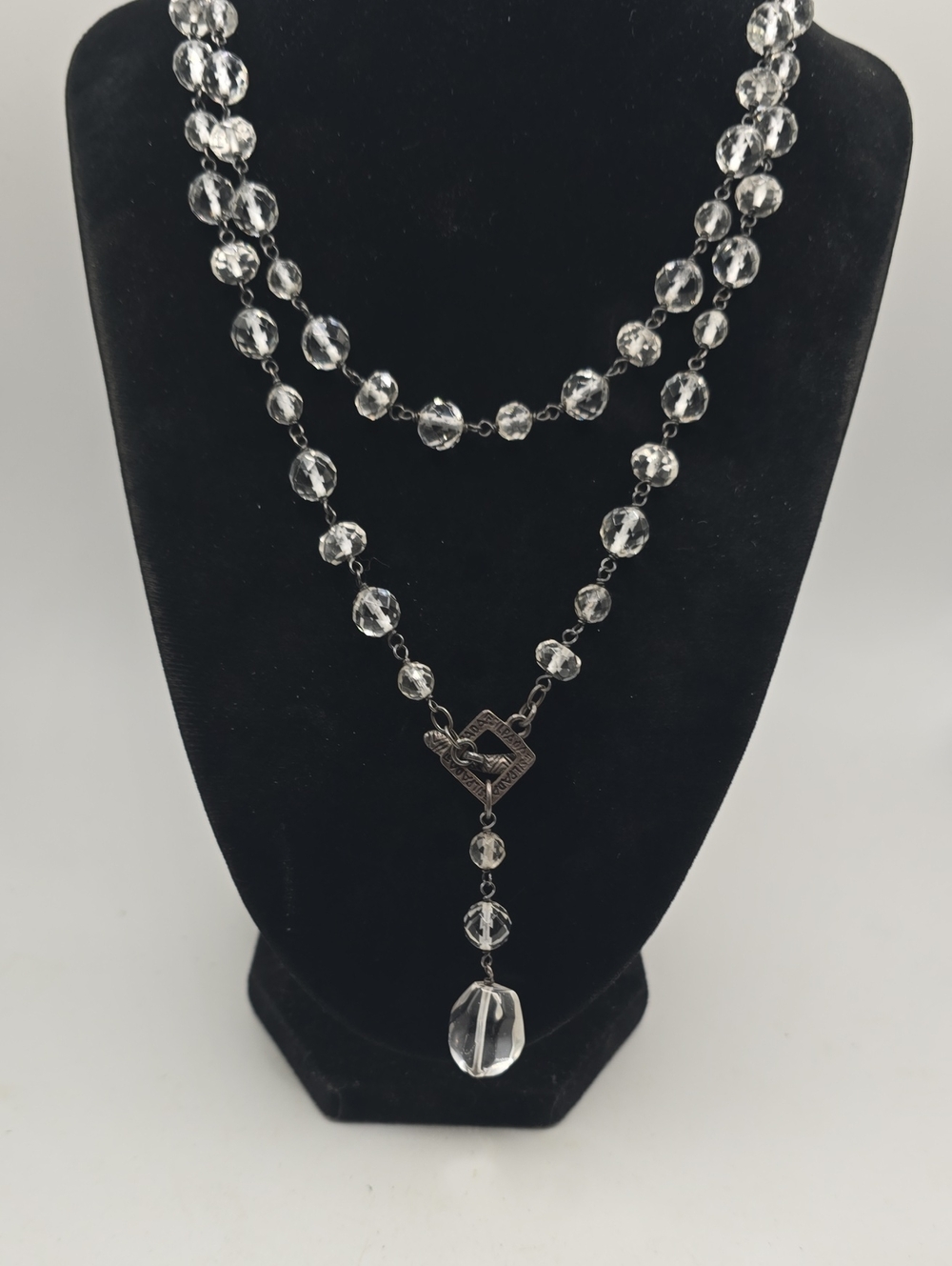 Silpada Vintage Sterling Silver Crystal Bead Lariat Necklace